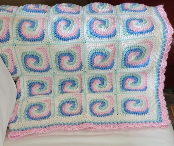 Spiral granny square baby blanket