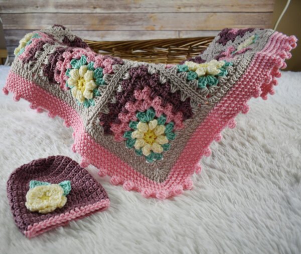 Pink baby blanket daisy set - Image 2