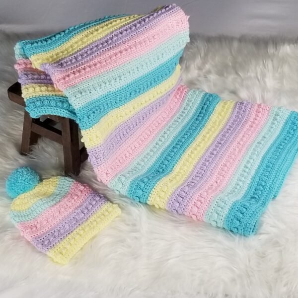 Textured multicolored strips baby blanket