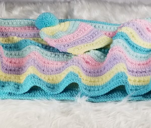 Textured multicolored strips baby blanket - Image 8