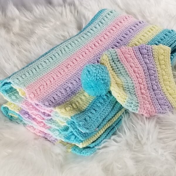 Textured multicolored strips baby blanket - Image 6